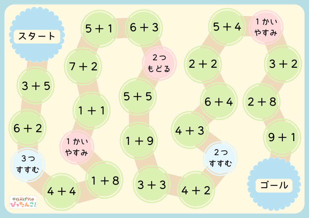 たしざんすごろく プリント 小学生向け ゲームで足し算を練習 計算力とコミュニケーションを育てる学習